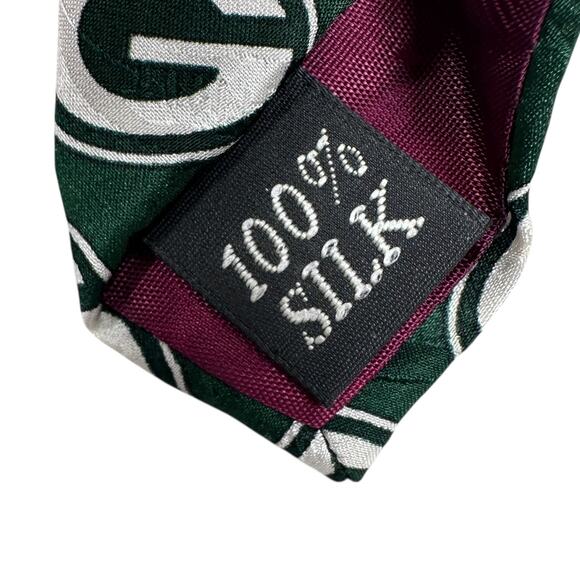 Vintage NFL Green Bay Packers Tie Necktie Mens Green Yellow Striped Silk 1996 - Picture 8 of 8